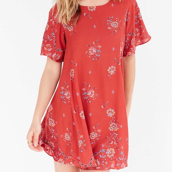 Urban Outfitters Dresses & Skirts - Kimchi Blue | Rust Floral Flutter Frock Dress